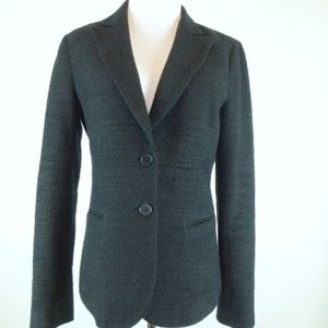 Theory black wool cotton textured woven blazer 10
